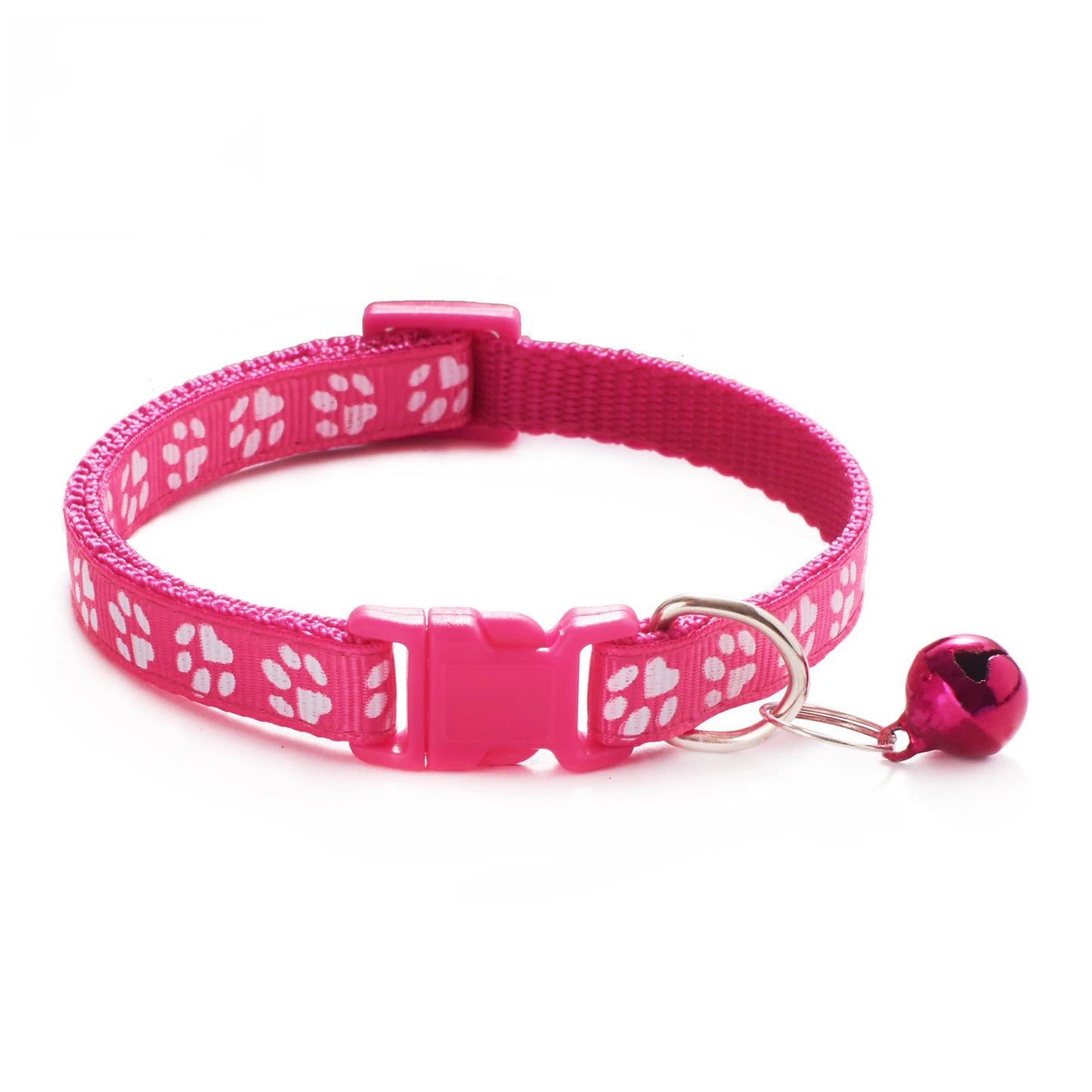 Pet Collar with Bell Cartoon Footprint Colorful Dog Puppy Cat Accessories Kitten Collar Adjustable Safety Bell Ring Necklace Pet