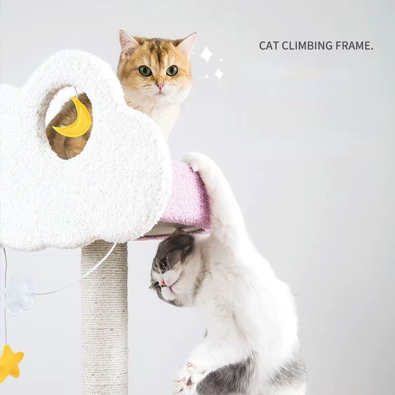Purple Cloud Cat Tree, Cat Scratcher Post, Indoor Large Pet House Accessories, Exercise Fitness Training Supplies, Climbing Set