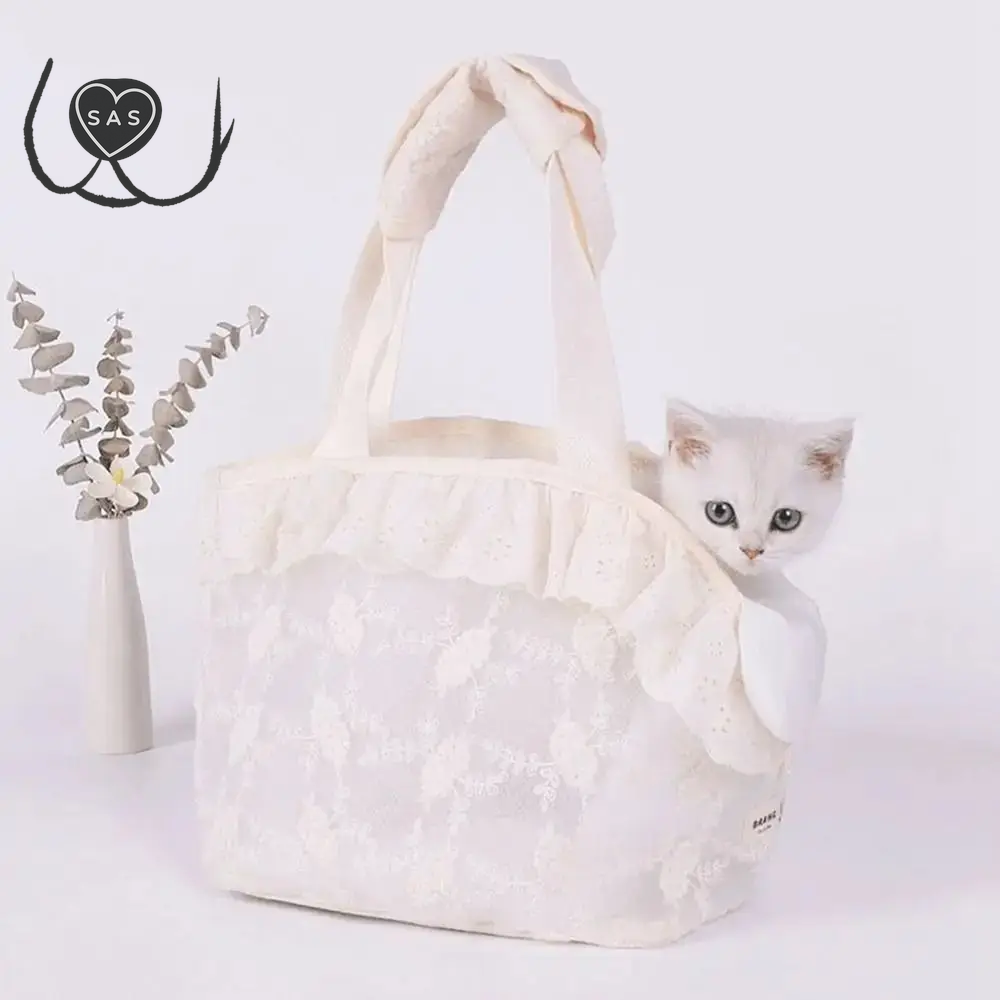 Lace Mesh Pet Cat Carrier Bag Multi-Function Portable Puppy Carrying Bag Large Capacity Breathable Cat Handbag Chihuahua