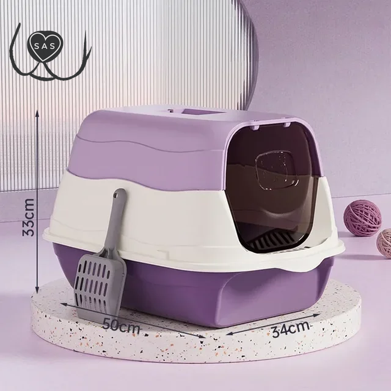 Fully Enclosed Cat Litter Box, Large Capacity Bedpan, Spillproof Litter, Plastic Pet Toilet, Litter Tray, Cat Bedpan Supplies