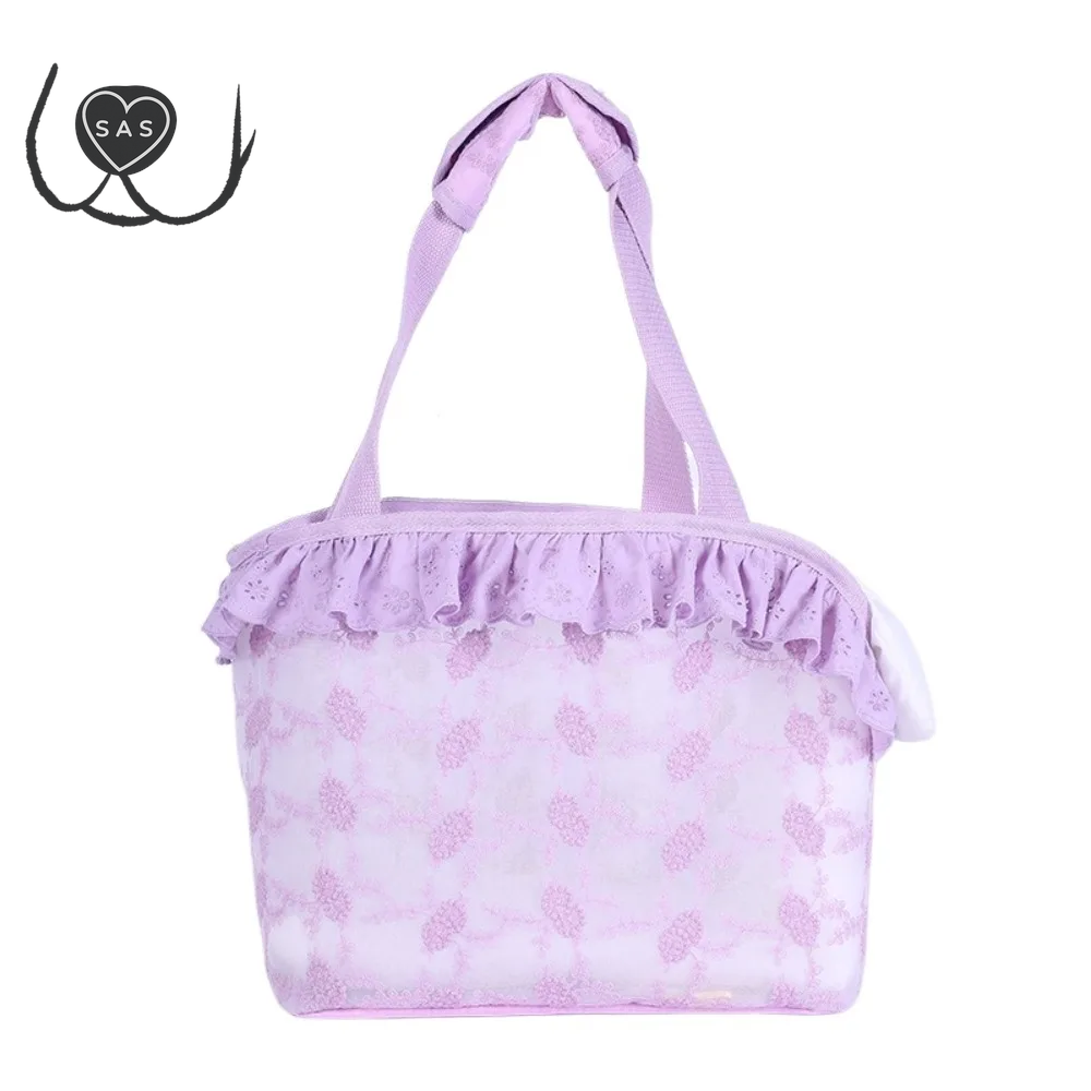 Lace Mesh Pet Cat Carrier Bag Multi-Function Portable Puppy Carrying Bag Large Capacity Breathable Cat Handbag Chihuahua