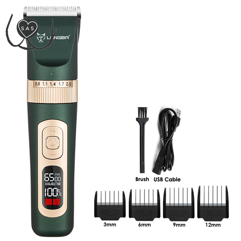 LANGBA Electric Scissors Professional Pet Hair Trimmer Animals Grooming Clippers LCD Display Dog Hair Trimmer Cutters USB