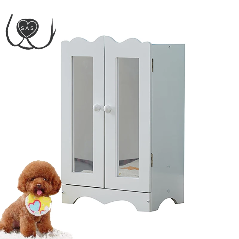Hot Sale Pet Furniture White Wooden Dog Pet Wardrobe Clothes Rack