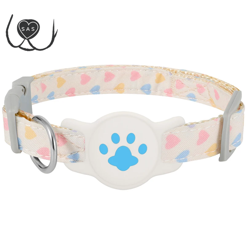 Pet Collar for Airtag Cute Anti-Lost Dog Cat Collar Adjustable Nylon Pet Collar for Small Dog