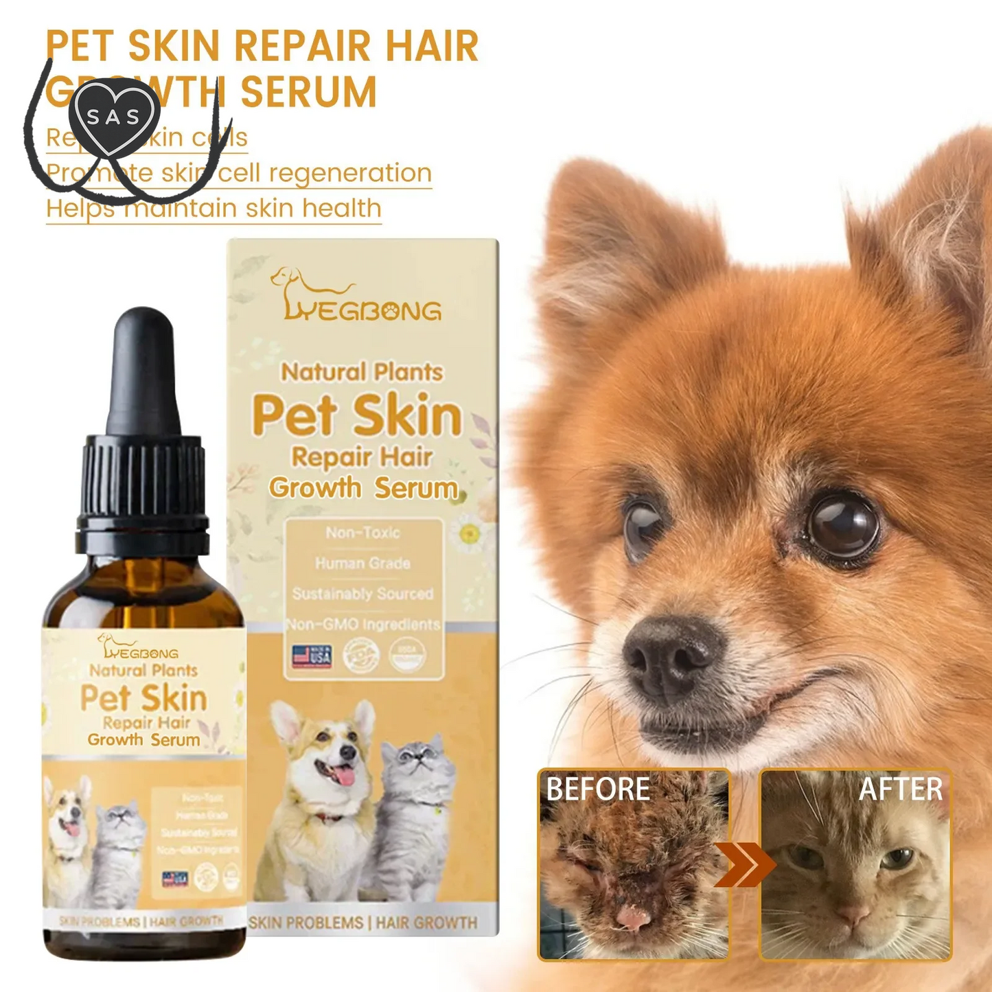 Pet Moss Essence Anti-Itch Anti-Flea Mites Ticks Spray for Cat and Dog Skin Problems Pet Healthy Care