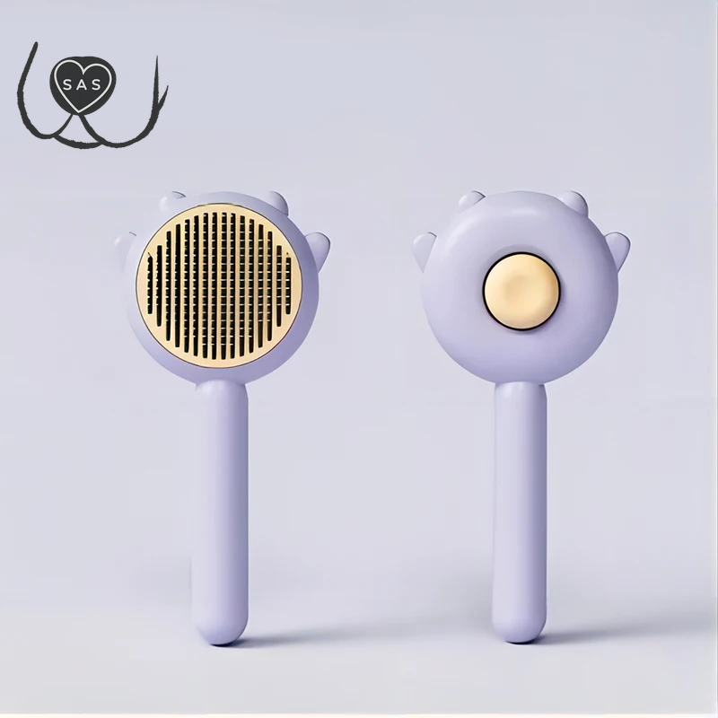 Three Colors Pet Comb One-Key Hair Removal Cleaning Brush Magic Massage Grooming the Cat Hair Brush Is Easy to Carry and Clean