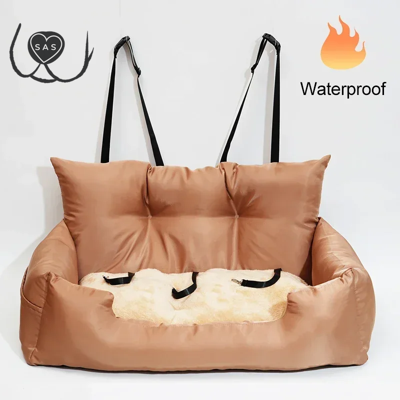 Luxury Removable Waterproof Dog Car Seat Dog Beds Pet Car Seat Portable Travel Dog Car Backseat Pet Carrier Bag Solid Pattern
