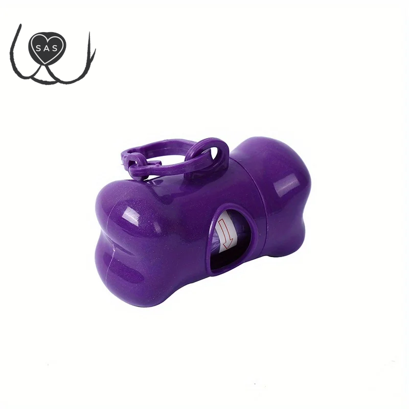 Colorful Bone-Shaped Dog Poop Bag Dispensers with 1 Disposable Bags, Portable Pet Waste Holder, for Outdoor Walks and Training