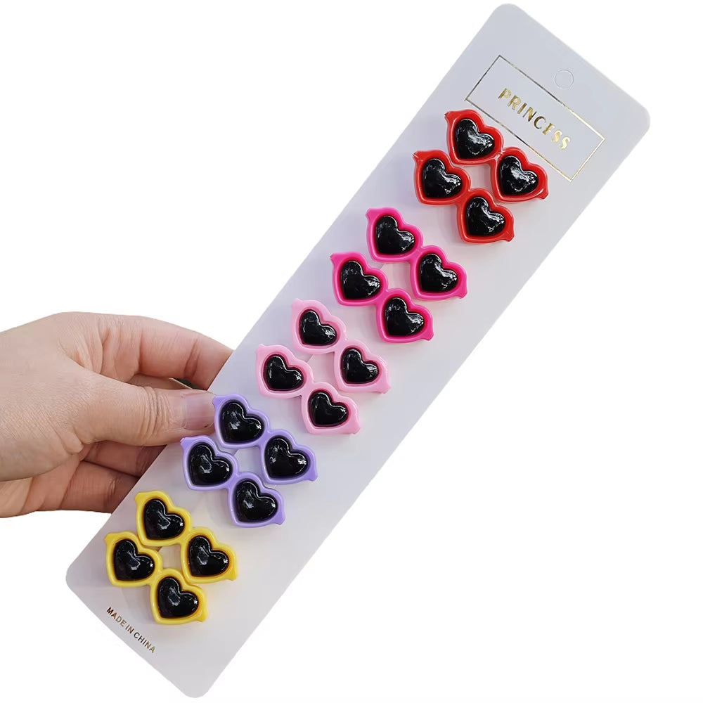 10 Pieces Plastic Pet Hair Clips Sunglasses Shape Hairpin for Small Dog 10 Colors Cute Heart Shape Dog Grooming Hair Accessories