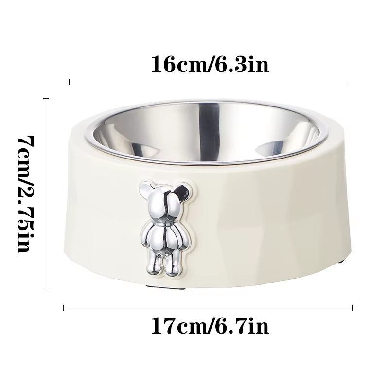 Pet Supplies Pet Stainless Steel Bowl Diamond Bear Pet Bowl Cat Food Bowl Dog Food Utensils anti Slip anti Overturning Dog Bowl