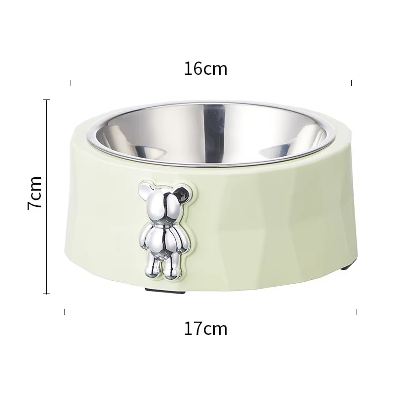 Pet Supplies Pet Stainless Steel Bowl Diamond Bear Pet Bowl Cat Food Bowl Dog Food Utensils anti Slip anti Overturning Dog Bowl