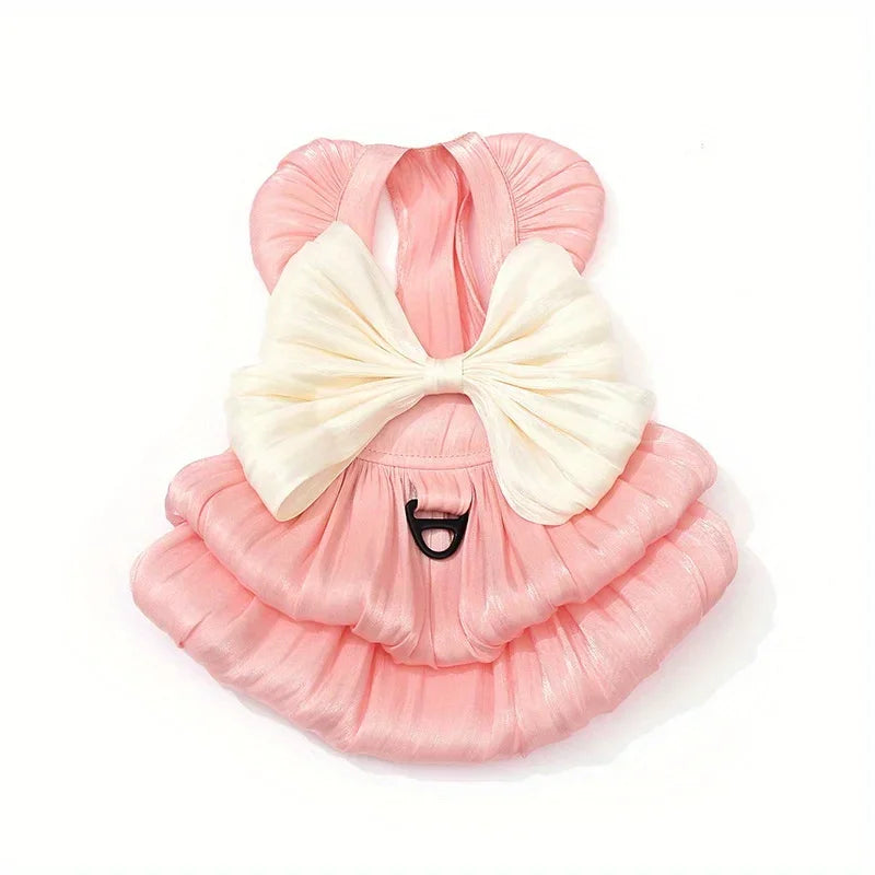 Summer Dog Dresses Cotton Flower Patterns Dogs Skirt Dress Pet Cat Princess Dress Cute Pet Clothes with Bow-Knot