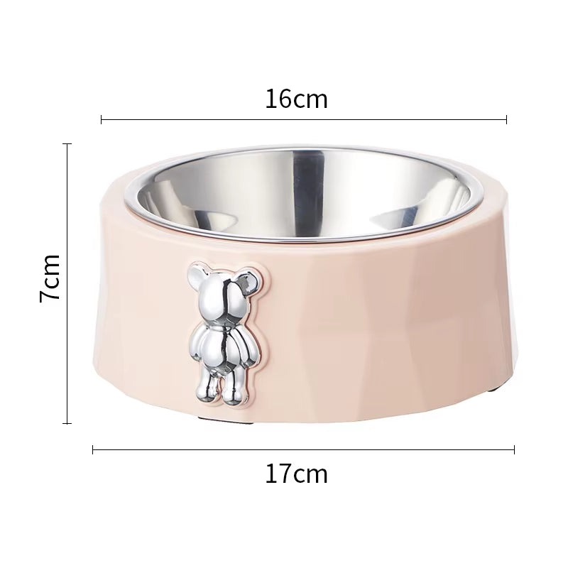 Pet Supplies Pet Stainless Steel Bowl Diamond Bear Pet Bowl Cat Food Bowl Dog Food Utensils anti Slip anti Overturning Dog Bowl