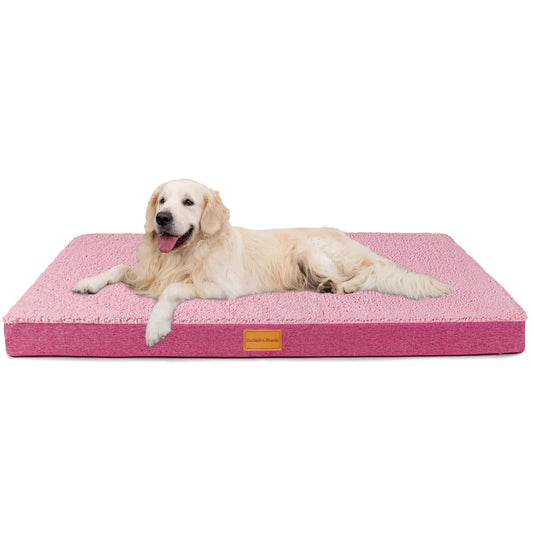 Orthopedic Pet Bed for Extra Large Dogs, 48"X30" Pink Dog Beds, Removable Washable Cover