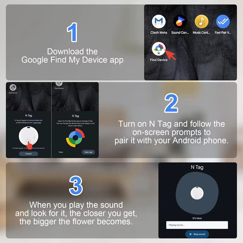 Android Smart Tag GPS Tracker Airtag Find My Device Google Bluetooth Mini Locator Tracking Location Finder Search Keys Cat Dog