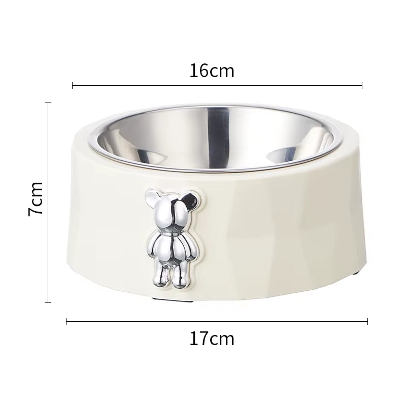 Pet Supplies Pet Stainless Steel Bowl Diamond Bear Pet Bowl Cat Food Bowl Dog Food Utensils anti Slip anti Overturning Dog Bowl