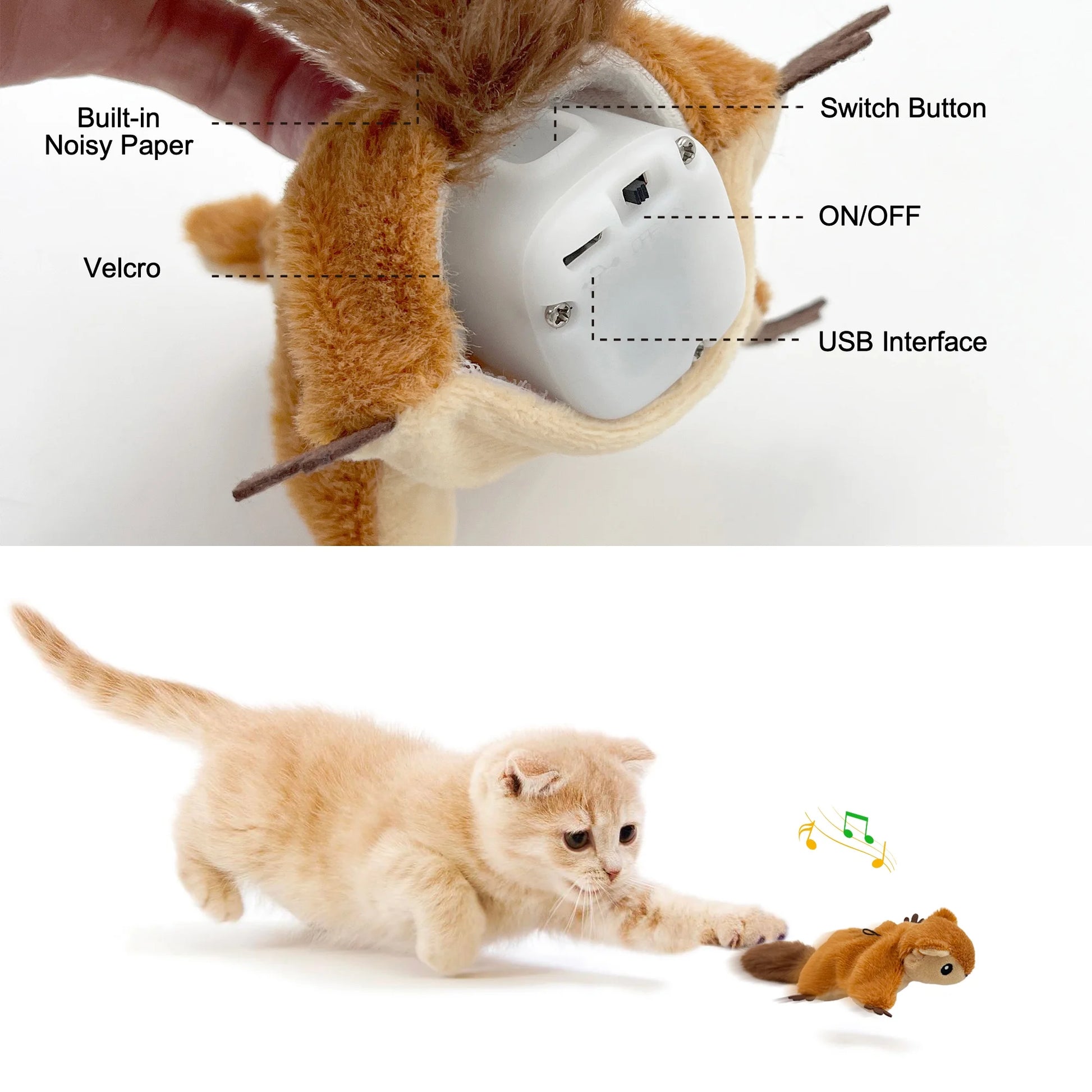 Cat Toys, Flapping Wings Sparrow Catnip Toys, Vivid Chirping, Simulation Bird Interactive Cat Toy for Kitten Kitty Exercise, Fluffy Plush Dog Toys, Touch Activated, Rechargeable