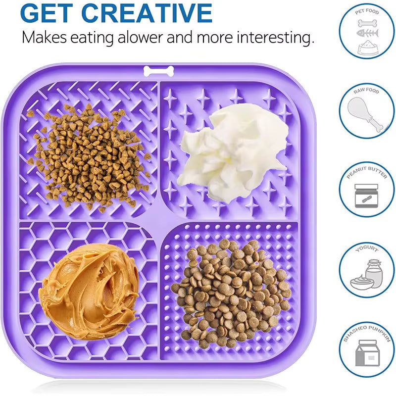 Pet Licking Mat Silicone Pet Food Suction Cup Licking Mat Slow Feeding Mat Anti-Choking Slow Food Basin