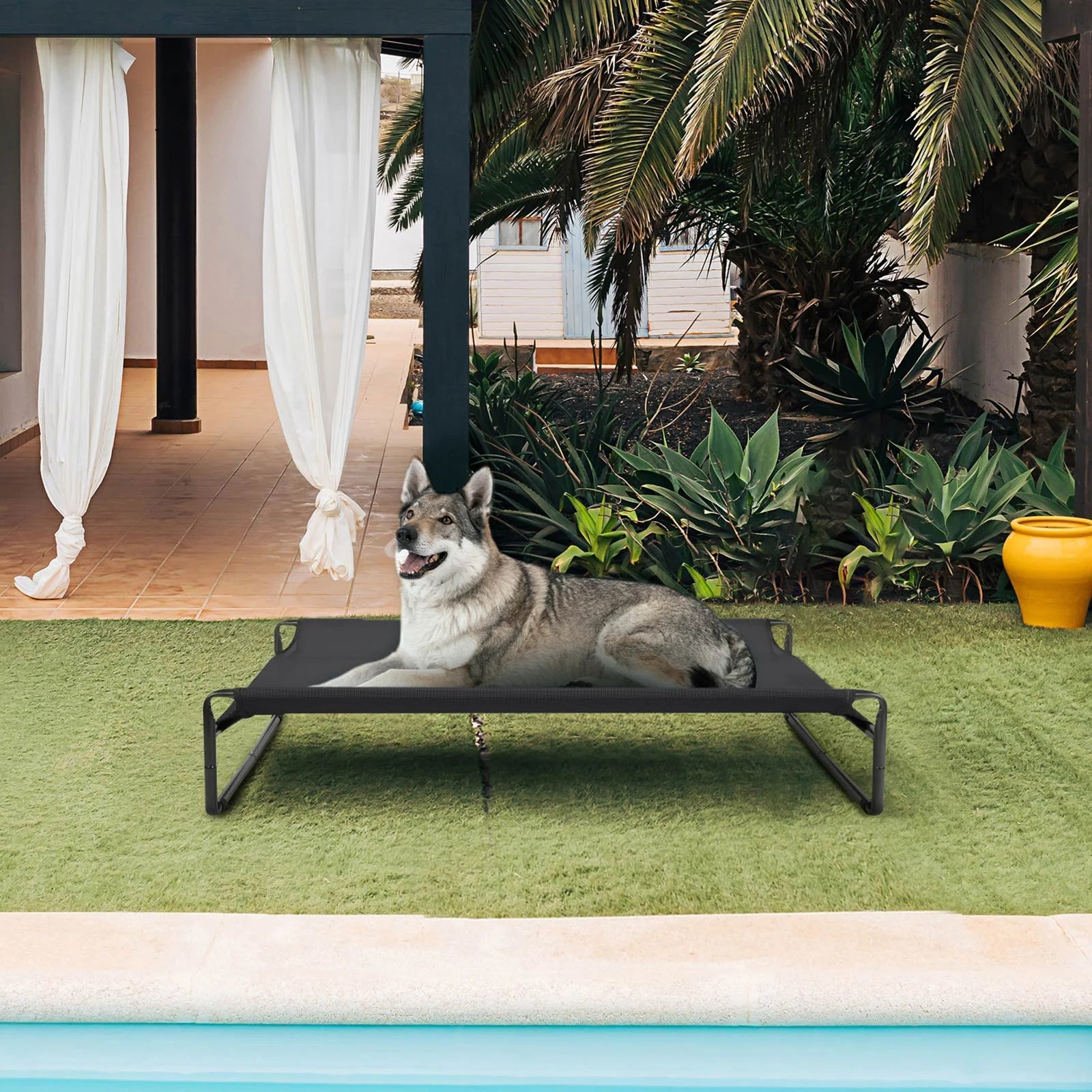 Original Cooling Elevated Dog Bed, Raised Dog Cot with Washable Mesh, Large, Black