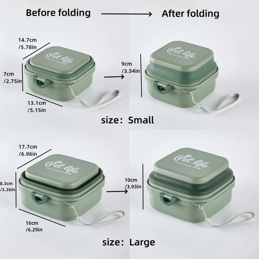 Portable Double-Decker Dog Travel Bowl for Cat Folding Bowl Food and Water Pet Outdoor Travel Supplies