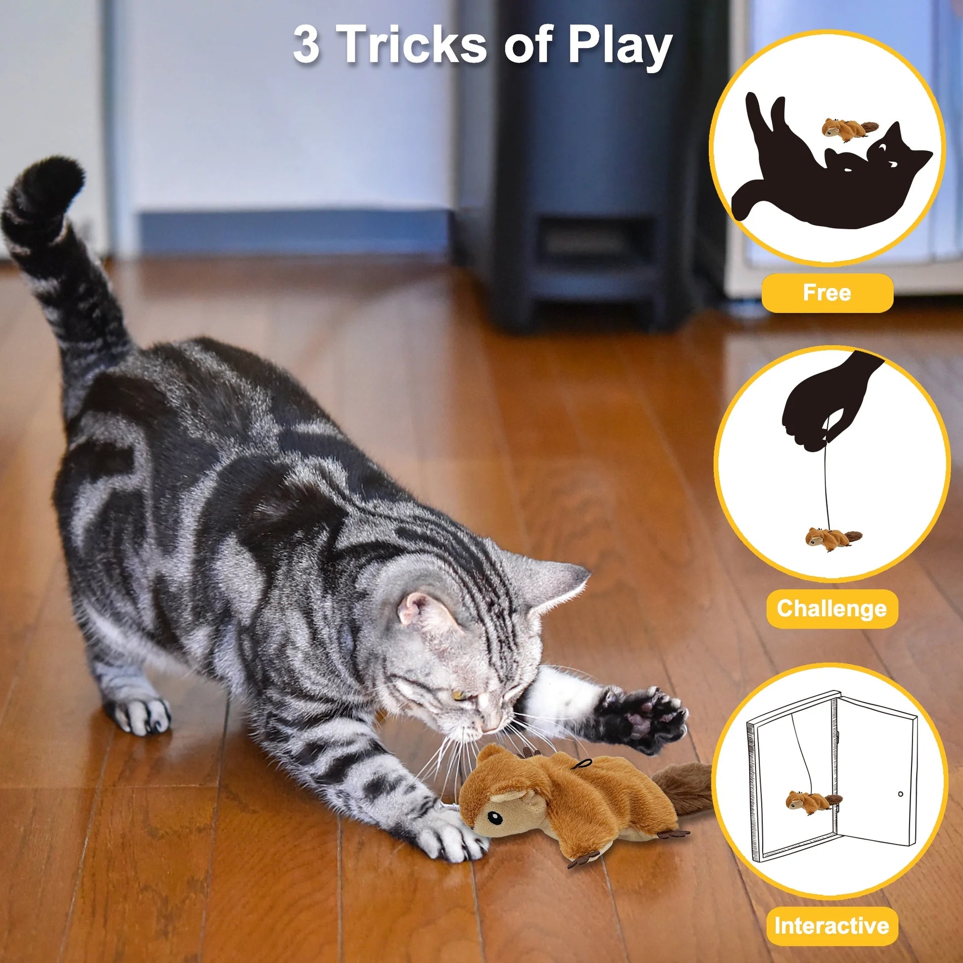 Cat Toys, Flapping Wings Sparrow Catnip Toys, Vivid Chirping, Simulation Bird Interactive Cat Toy for Kitten Kitty Exercise, Fluffy Plush Dog Toys, Touch Activated, Rechargeable