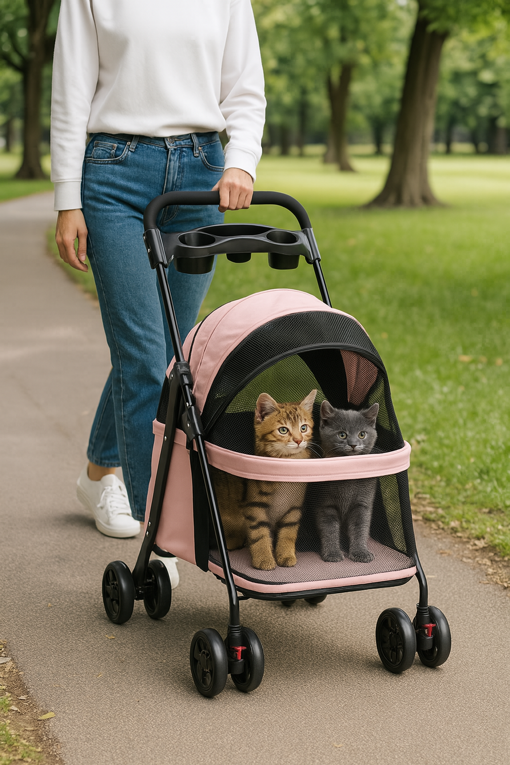 Poussette et chariot d'épicerie 2 en 1 pour animaux de compagnie