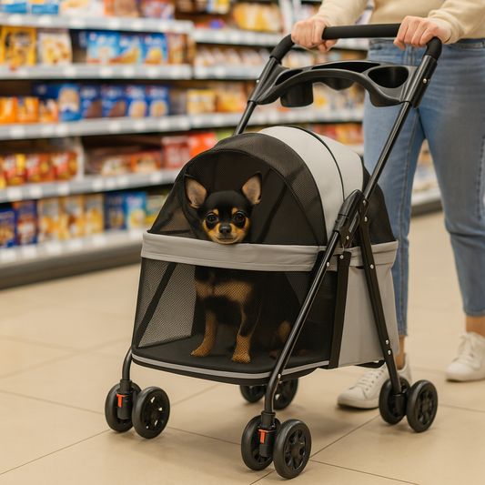 2-in-1 kinderwagen en boodschappenkar voor huisdieren