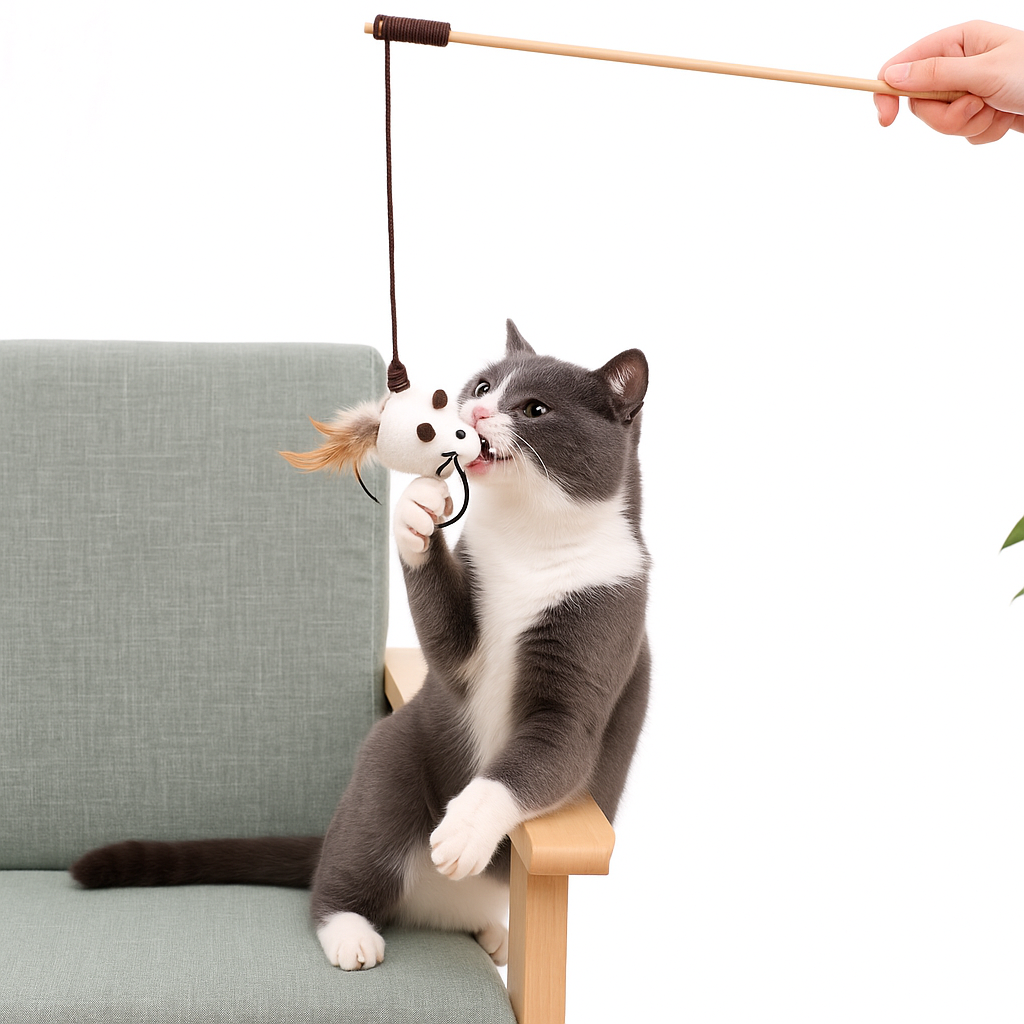 Klassieke houten kattenplaagstok