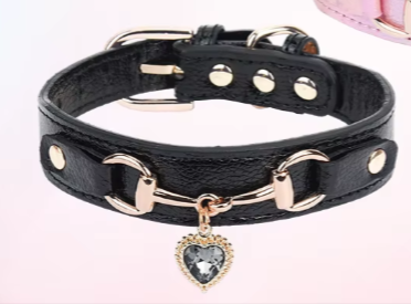 Collier pour animal de compagnie avec breloque en forme de cœur scintillant