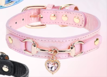Collier pour animal de compagnie avec breloque en forme de cœur scintillant