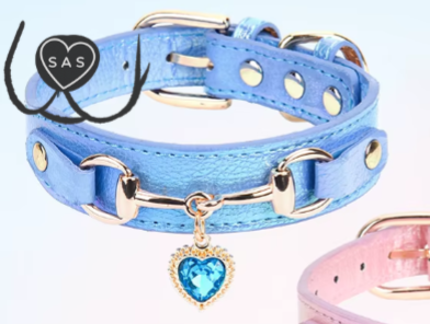 Collier pour animal de compagnie avec breloque en forme de cœur scintillant