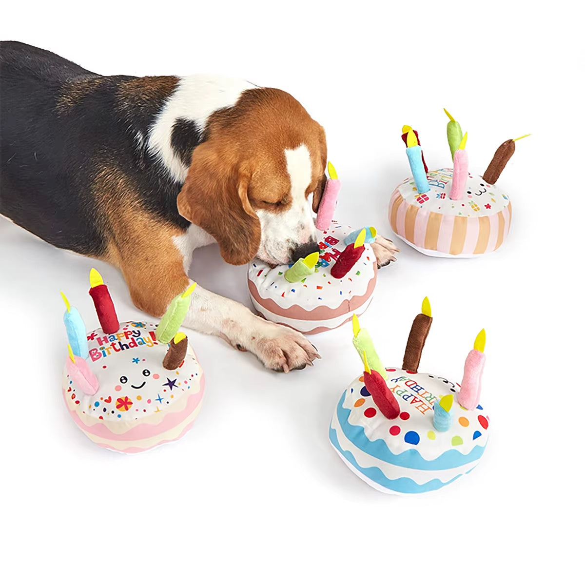 1Pc Interactive Pet Birthday Cake Toy with Chew and Squeak Features for Fun Training and Teeth Cleaning