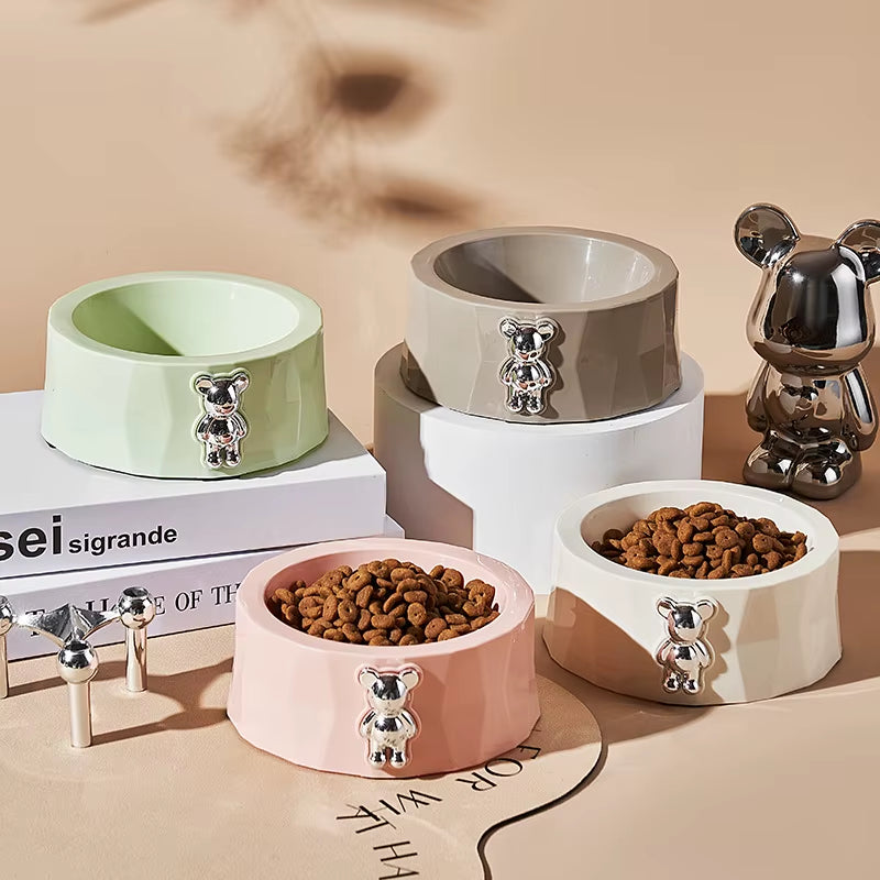 Pet Supplies Pet Stainless Steel Bowl Diamond Bear Pet Bowl Cat Food Bowl Dog Food Utensils anti Slip anti Overturning Dog Bowl