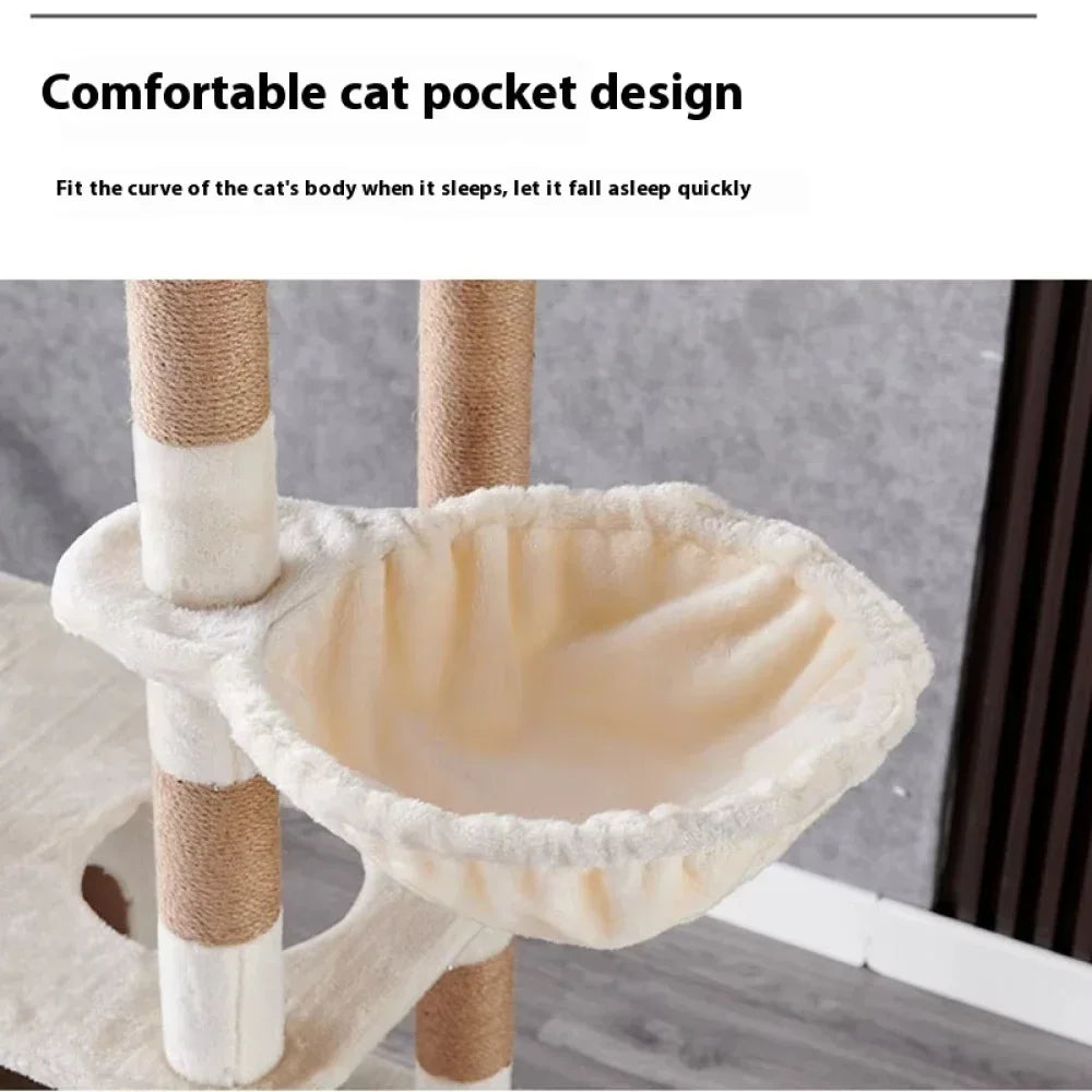 Multi-Level Plush Cats Condo Large Cat Tree Tall Cat Tower with Scratching Posts Scratching Boards Perches Caves for Indoor Cats