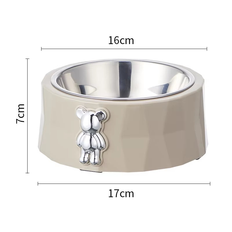 Pet Supplies Pet Stainless Steel Bowl Diamond Bear Pet Bowl Cat Food Bowl Dog Food Utensils anti Slip anti Overturning Dog Bowl