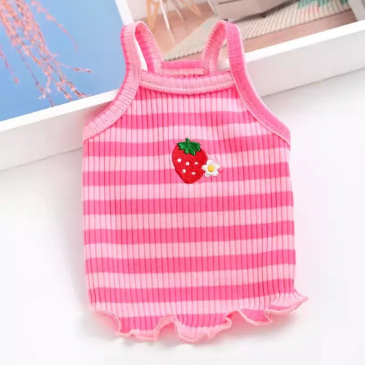Fashion Striped Dog Clothes Summer Dog Suspender Vest Cute Puppy Singlet Flower Print Cat Shirt Pet Vest Bichon Frise Costumes