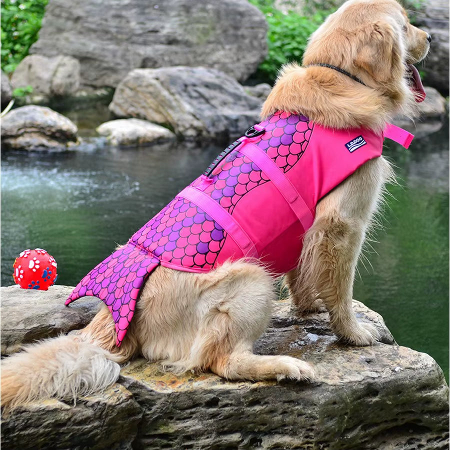 Pet Dog Life Jacket Vest Clothes Life Vest Collar Harness Dog Swimming Summer Swimwear Mermaid Shark Life Jacket