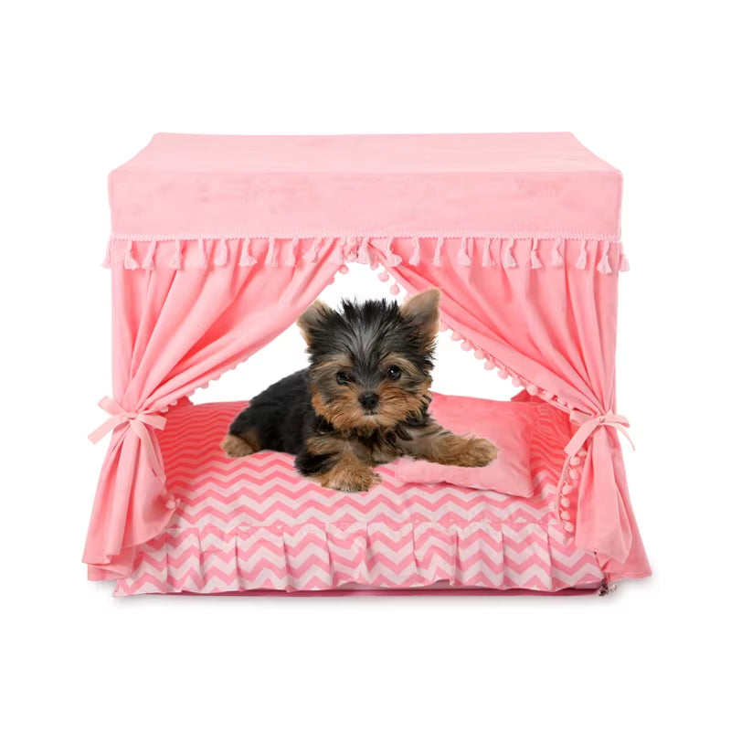 Princess Home for Dog Luxury Winter Summer Pet Court Kennel House with Cushion Bed Mats for Puppies Animal Yorkshire Beddings