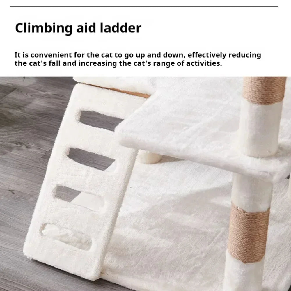 Multi-Level Plush Cats Condo Large Cat Tree Tall Cat Tower with Scratching Posts Scratching Boards Perches Caves for Indoor Cats