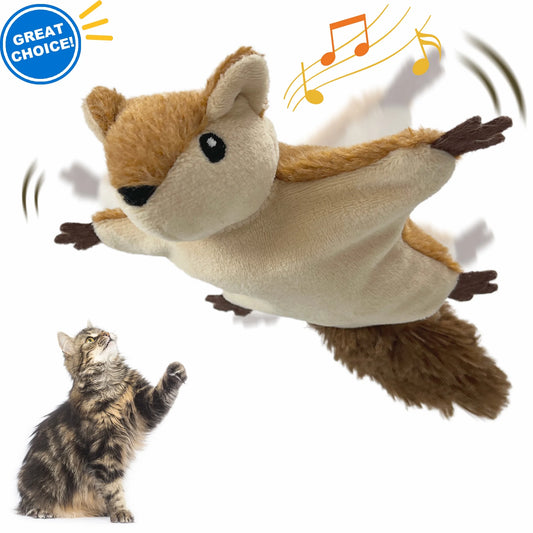 Cat Toys, Flapping Wings Sparrow Catnip Toys, Vivid Chirping, Simulation Bird Interactive Cat Toy for Kitten Kitty Exercise, Fluffy Plush Dog Toys, Touch Activated, Rechargeable