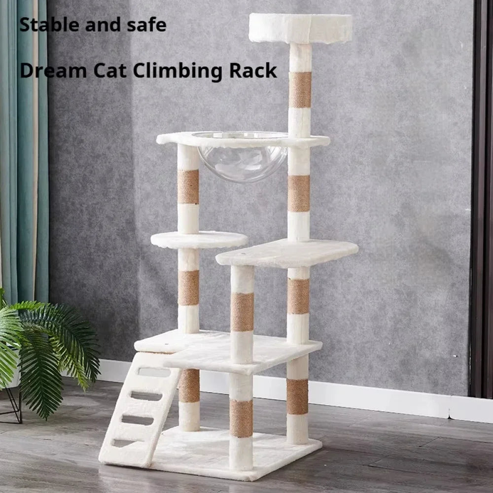 Multi-Level Plush Cats Condo Large Cat Tree Tall Cat Tower with Scratching Posts Scratching Boards Perches Caves for Indoor Cats