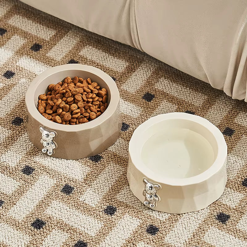 Pet Supplies Pet Stainless Steel Bowl Diamond Bear Pet Bowl Cat Food Bowl Dog Food Utensils anti Slip anti Overturning Dog Bowl