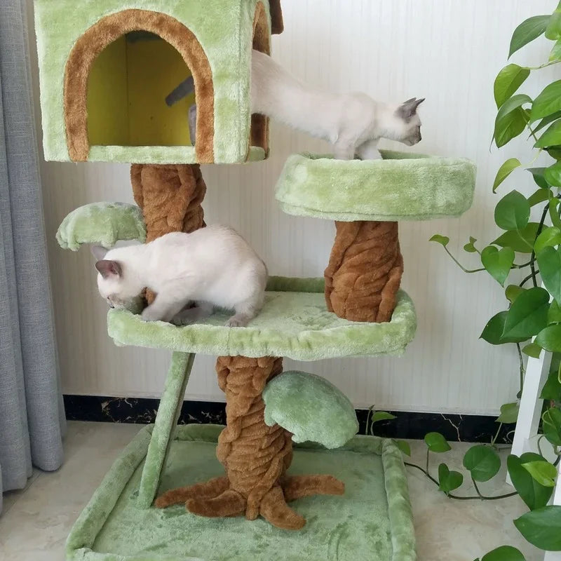 Luxury Pet Cat Tree House Condo Furniture Multi-Layer Cat Tree with Ladder Toy Scratching Post for Cat Climbing