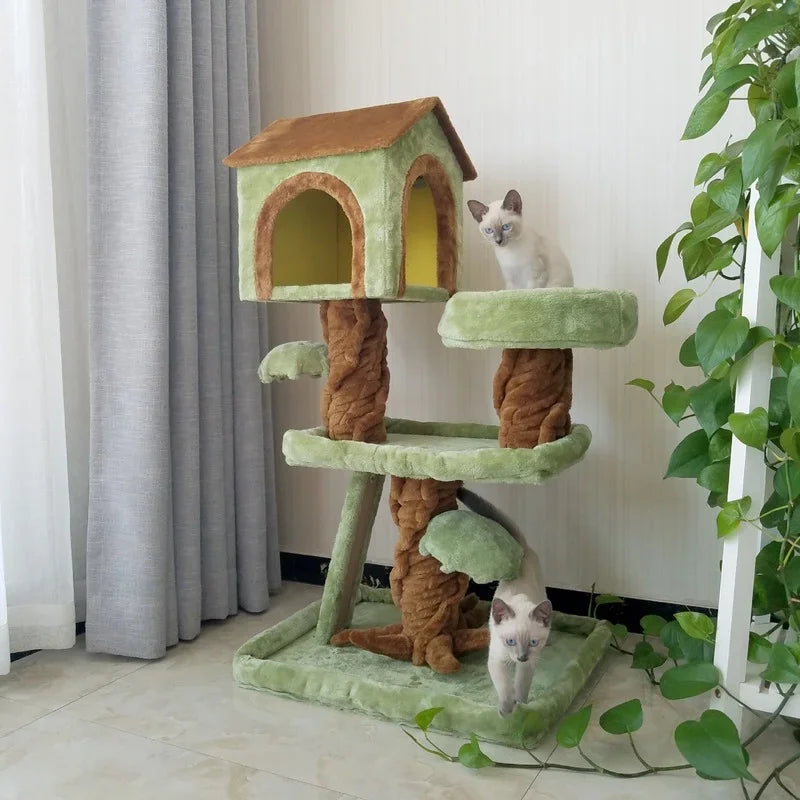 Luxury Pet Cat Tree House Condo Furniture Multi-Layer Cat Tree with Ladder Toy Scratching Post for Cat Climbing