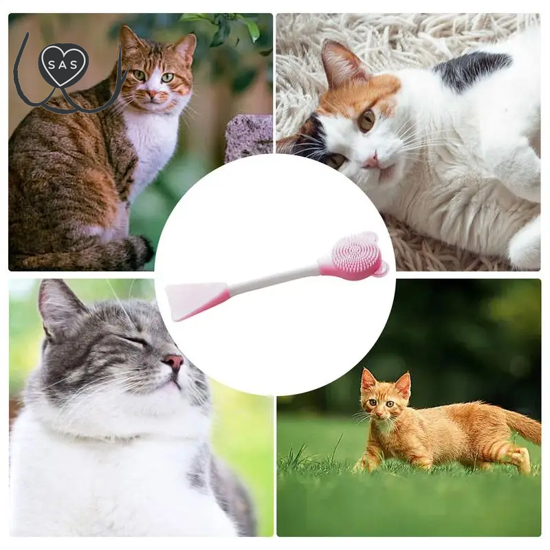 Cat Chin Cleaner Manual Silicone Cat Cleaner Brush Silicone Brush Heads Cleaning Tool for Gums Jaw Tongue Chin and Face Cleaning