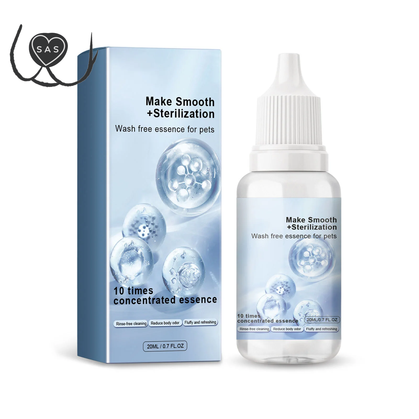 20Ml Pet Hair Cleaning Leave-In Serum Gentle Deodorizing Easy to Use Serum for Cats Dogs Pet Grooming Serum