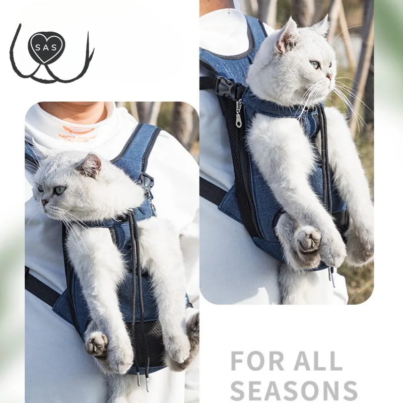 Double Shoulder Breathable Portable Travel Pet Dog Carrier Backpack Mesh Carrier Front Bag for Small Dog Cats Outdoor