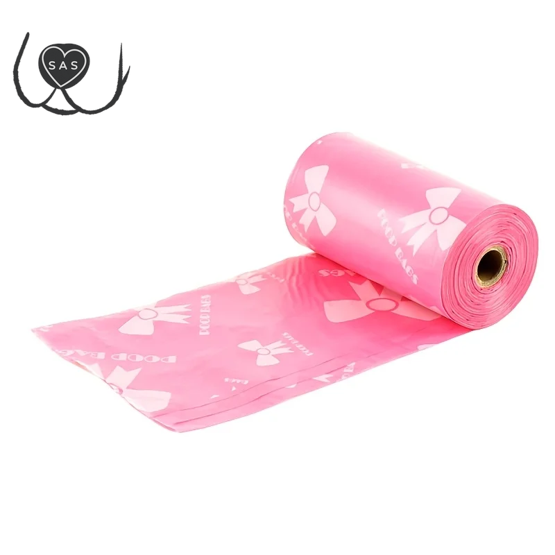 Thick & Durable Pet Poop Bags with Pink Bows - Leakproof Dog & Cat Waste Bags for Outdoor Walks, Multiple Sizes for Puppies