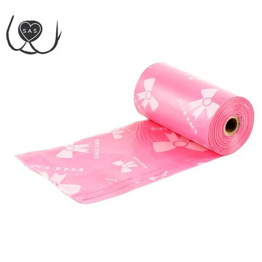 Thick & Durable Pet Poop Bags with Pink Bows - Leakproof Dog & Cat Waste Bags for Outdoor Walks, Multiple Sizes for Puppies