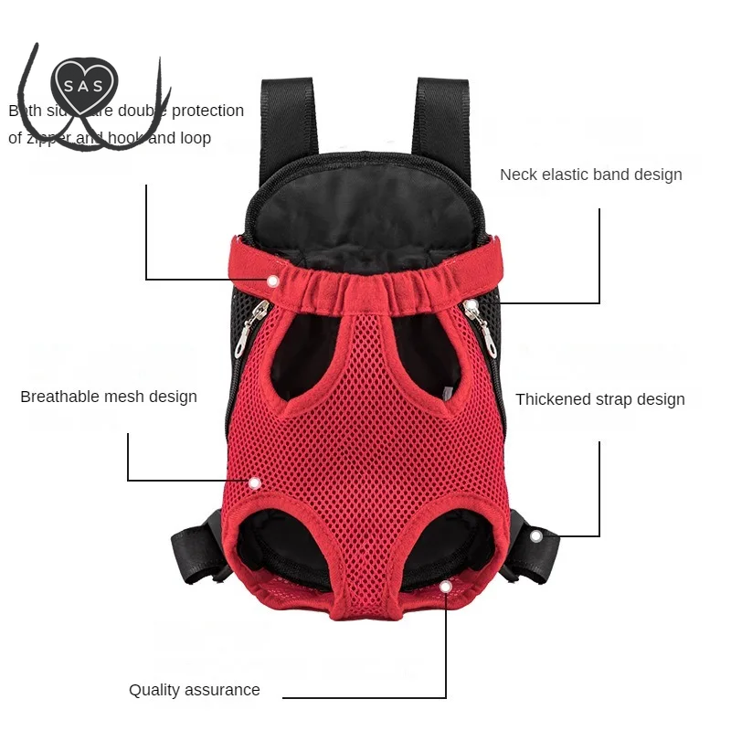Double Shoulder Breathable Portable Travel Pet Dog Carrier Backpack Mesh Carrier Front Bag for Small Dog Cats Outdoor